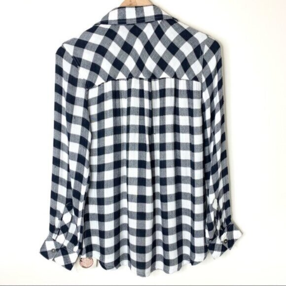 Anthropologie Ash and Ember Button Down Front Shirt Flannel Plaid Black Size S - Picture 13 of 14
